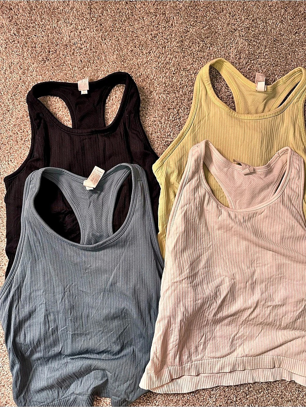 Bundle of 3 90 Degree by Reflex Seamless Ribbed Racerback Tank Tops. Size L-XL